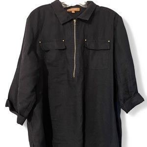 Ellen Tracy XL Linen Zip Front Shirt